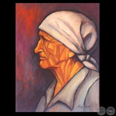 PERFIL DE ANCIANA - Óleo de ALICIA GUERRA